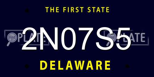 2N07S5 Delaware License Plate