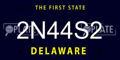 2N44S2 Delaware License Plate