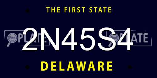 2N45S4 Delaware License Plate