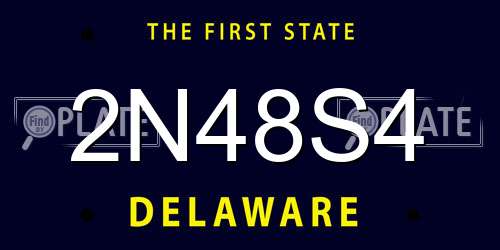 2N48S4 Delaware License Plate