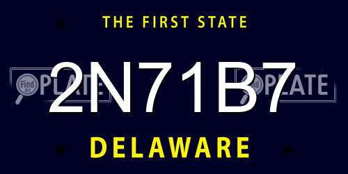 2N71B7 Delaware License Plate