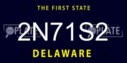 2N71S2 Delaware License Plate