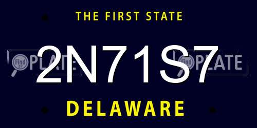 2N71S7 Delaware License Plate