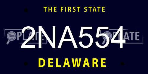 2NA554 Delaware License Plate