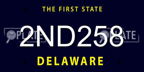 2ND258 Delaware License Plate