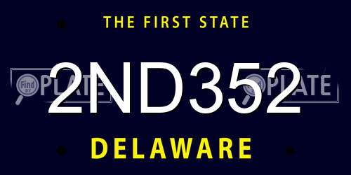 2ND352 Delaware License Plate
