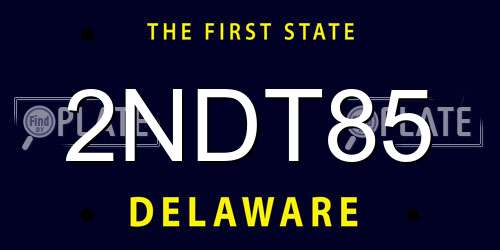 2NDT85 Delaware License Plate