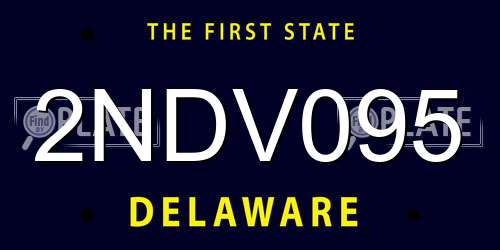 2NDV095 Delaware License Plate