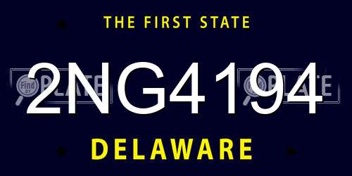 2NG4194 Delaware License Plate