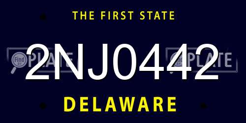 2NJ0442 Delaware License Plate