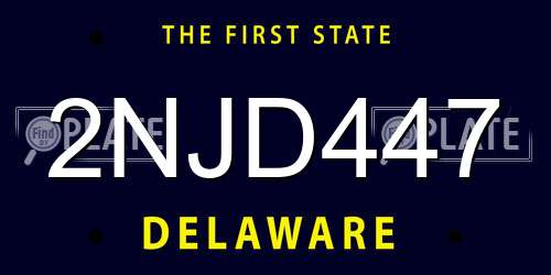 2NJD447 Delaware License Plate