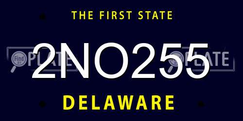2NO255 Delaware License Plate