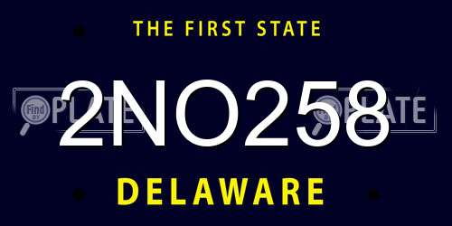 2NO258 Delaware License Plate