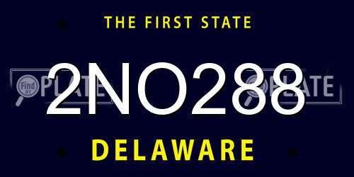 2NO288 Delaware License Plate