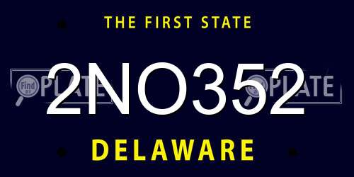 2NO352 Delaware License Plate