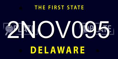 2NOV095 Delaware License Plate