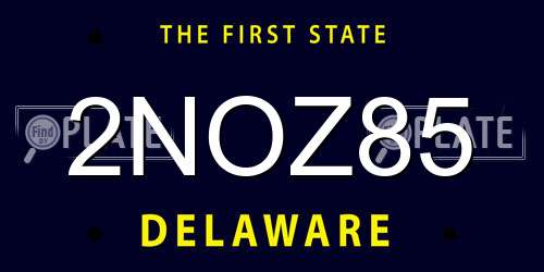 2NOZ85 Delaware License Plate