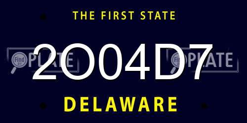2O04D7 Delaware License Plate
