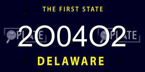 2O04O2 Delaware License Plate