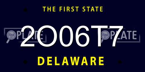 2O06T7 Delaware License Plate