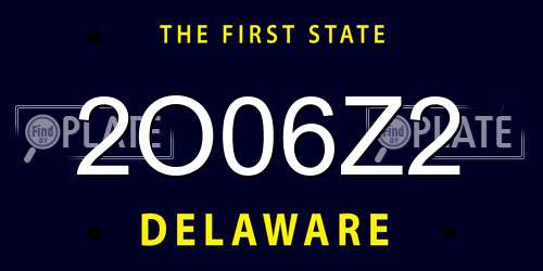 2O06Z2 Delaware License Plate