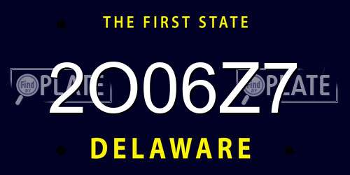 2O06Z7 Delaware License Plate