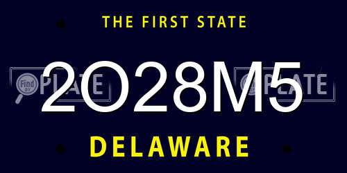 2O28M5 Delaware License Plate