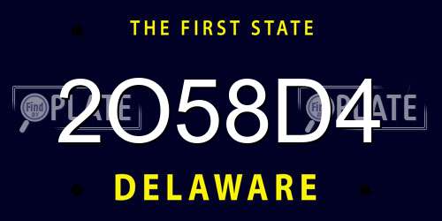2O58D4 Delaware License Plate