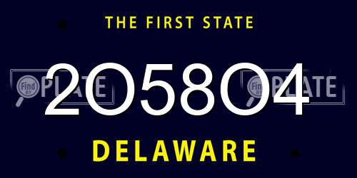 2O58O4 Delaware License Plate