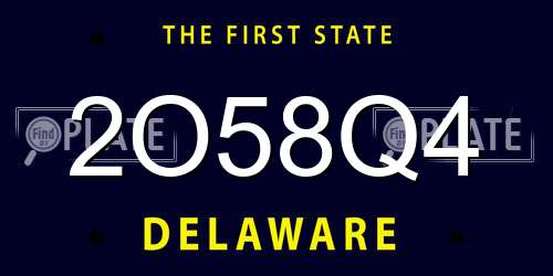 2O58Q4 Delaware License Plate