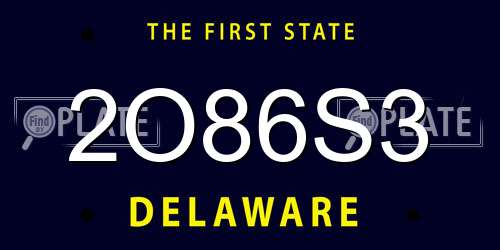 2O86S3 Delaware License Plate