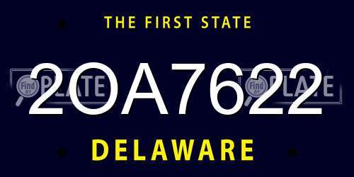 2OA7622 Delaware License Plate