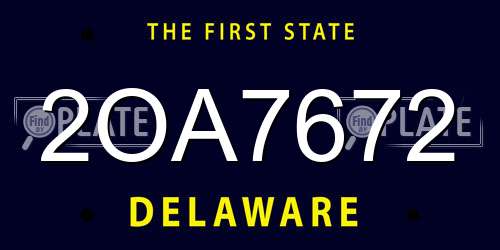 2OA7672 Delaware License Plate
