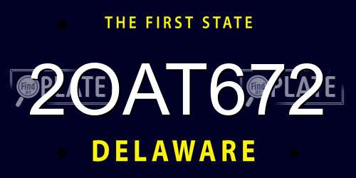 2OAT672 Delaware License Plate