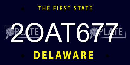 2OAT677 Delaware License Plate