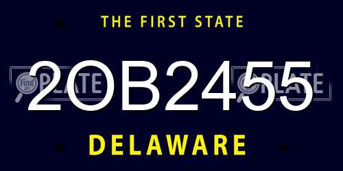 2OB2455 Delaware License Plate