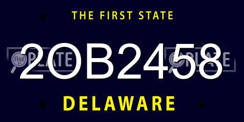 2OB2458 Delaware License Plate