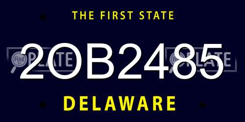 2OB2485 Delaware License Plate