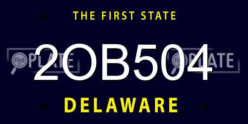 2OB504 Delaware License Plate