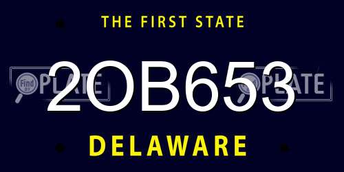 2OB653 Delaware License Plate