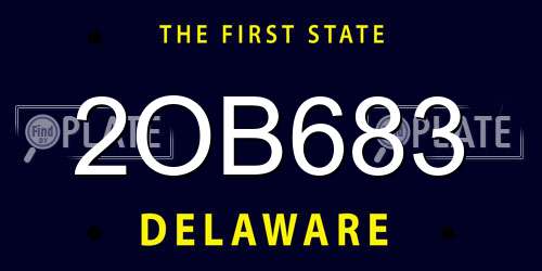 2OB683 Delaware License Plate