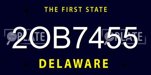 2OB7455 Delaware License Plate
