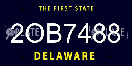 2OB7488 Delaware License Plate