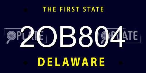 2OB804 Delaware License Plate