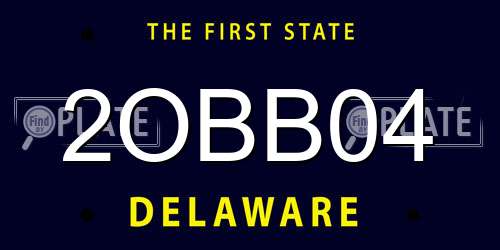 2OBB04 Delaware License Plate