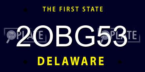2OBG53 Delaware License Plate