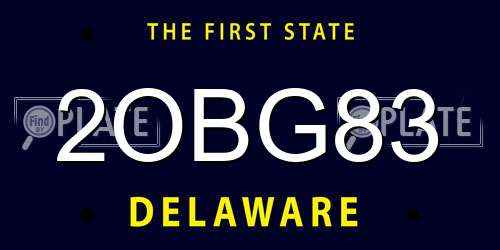 2OBG83 Delaware License Plate