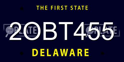 2OBT455 Delaware License Plate