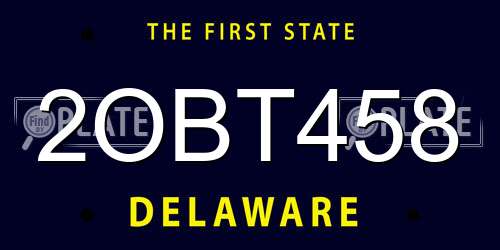 2OBT458 Delaware License Plate
