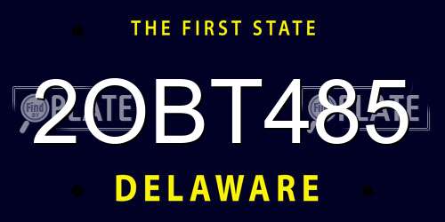 2OBT485 Delaware License Plate